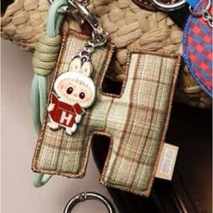 Pop Mart Labubu Pin For Love Quilted Letter keychain pendant letter H NWT.